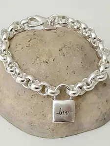 Hip Hop Square Lock Bracelet, Personalized Couples Bracelet, Fashionable Jewelry for Women & Men, Trendy All-match & Exquisite Jewelry for Birthday Gift