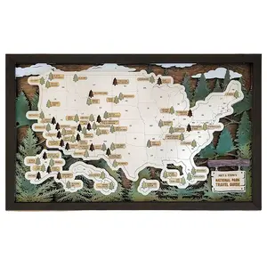 Custom US National Parks Travel Map, National Parks Marker, Personalized US Travel Map, Home Decor, Gift Travelers Hikers RG Blk 11X18