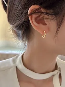 Twisted Hoop Earrings, Minimalist Diamond Circle Design, Elegant Crystal Small Style, Vintage Luxury Geometric Ear Cuffs for Women, Earrings for Different Seasons