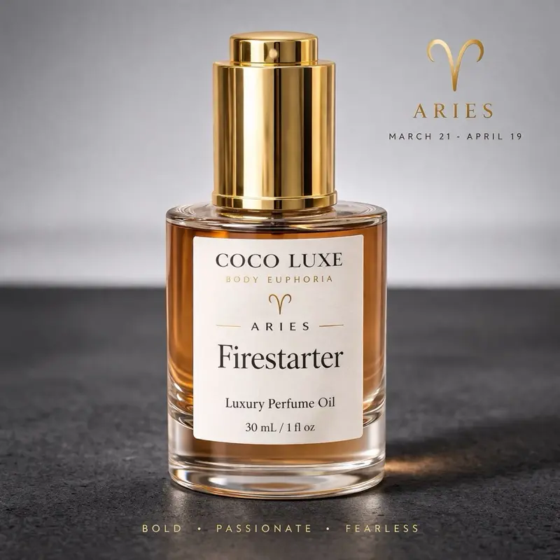 Aries Perfume Oil – Spicy Amber Citrus Fragrance | Long Lasting Unisex Body Oil | Bold Zodiac Scent | Coco Luxe Body Euphoria (30 mL)