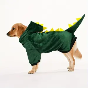 Winter Warm Large Dog Dinosaur Hooded Transformation Outfit Fleece