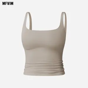 MFVIM Women's Solid Color High Performance Tank Tops - High Stretch Sporty, Tummy Slimming, Breathable Sleeveless Gym Tee, Athletic Style Activewear for Yoga, Gym, Everyday Tops All Seasons
