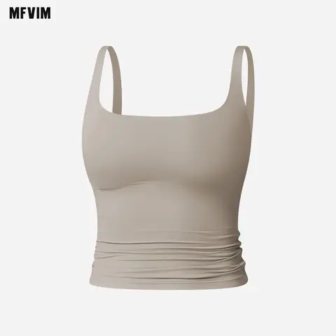 MFVIM Women's Solid Color High Performance Activewear Tank Tops High Stretch, Tummy Slimming, Breathable Sleeveless Gym Tee, Gymswear Tops for Women for Yoga, Gym
