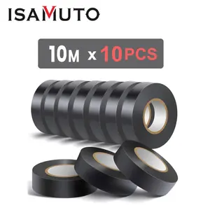 ISAMUTO Electrical Heat-Resistant Flame Retardant Adhesive Tape 10M x 10PCS Waterproof PVC Insulation Tape for Cable Protection & Car Repair