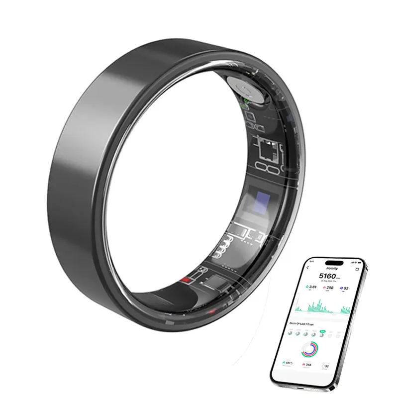 Unisex Wearable Smart Ring Fitness Tracker - Rechargeable, Screenless Design, Heart Rate Monitoring, Sleep Tracking, Step Counting for Daily Activities & Health Management