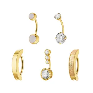 Chesky Multi-element Zirconium Oxide Belly Button Stud Set for Women - Versatile & Elegant Body Jewelry with Unique Design