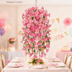 2 Piece Outdoor Hanging Artificial Flowers, UV Resistant Plastic Fake Flowers, Home Indoor & Outdoor Decor, Valentine's Day, Wedding, Christmas