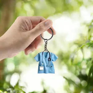 Stethoscope Nurse Keychain with ID Card Holder – Cute Durable RN Badge Accessory for Nurses & Medical Staff, Portable Healthcare Worker Gift for Hospital, Clinic, Nursing School & Daily Work Use