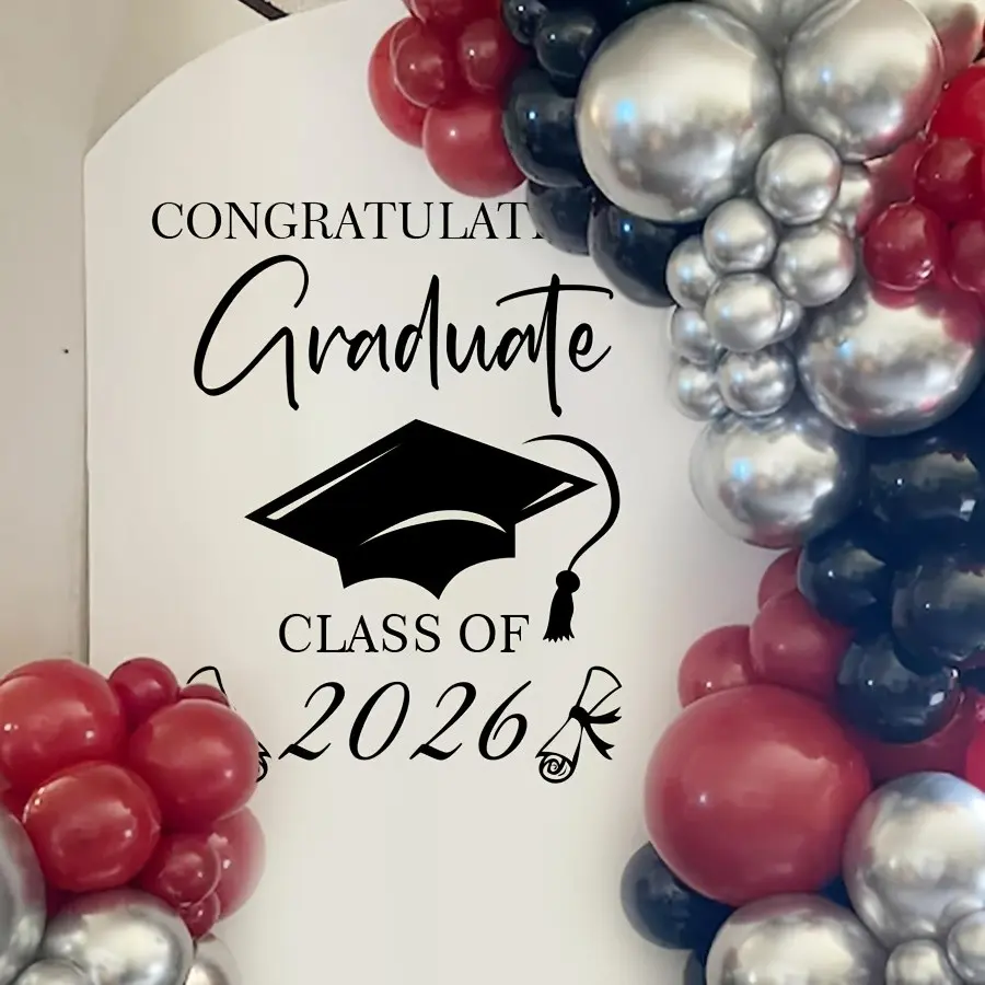 11.81x35.43 Inch Decorative Wall Sticker, Wall Decals, Graduation Cap and Diploma Design, Celebrate 2026 Graduation, Ideal for Parties, Classrooms, Home Decor