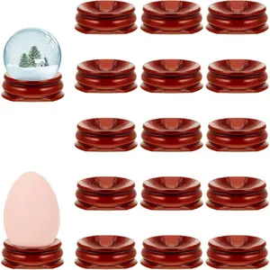 15 Pcs Egg Stands Holder 1.4 Inch Crystal Sphere Stand Wooden Sphere Holder Decorative Egg Holders Ball Stand Crystal Holder for Stones for Easter Egg Ball Base Display Pedestals Globe Decor