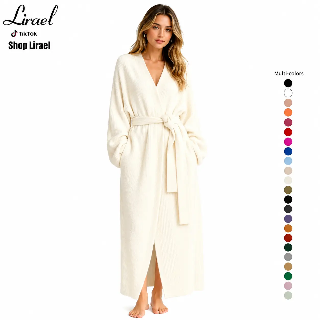 Women's Double-Sided Fleece Robe, 1-Size Long-Sleeves Full-Length Thick Casual Winter Sports & Outdoor Loungewear Cloud-Soft Pajamas, One Size