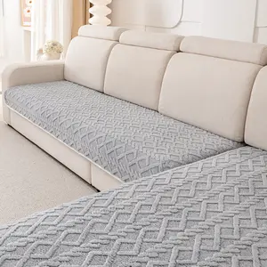 Solid color sofa cover 2pc short plush sofa cushion, pet dog friendly sofa cushion, delicate and soft plush protection sofa, diamond pattern decoration, bedroom, office, living room decoration, home decoration