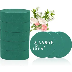 Large Round Floral Foams 6", 8 count Sponge  Blocks Green Wet Dry Flower Foams   for Florist Craft Artificial Flower Arrangements