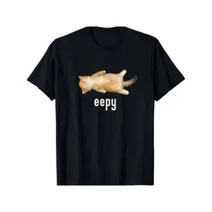 Ootd T-shirt, Sleepy Cat Print T-shirt, Cotton Casual Summer T-shirt, Fashionable Top, Round Neck T-shirt, Comfortable Street Style T-shirt, Essential Fashion T-shirt