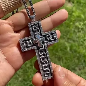 Vintage Alloy with Secret Compartment, 3D Printed Pendant, Cross Charm Necklace, Handmade Unisex Jewelry Gift, Fashionable Men Women Accessory