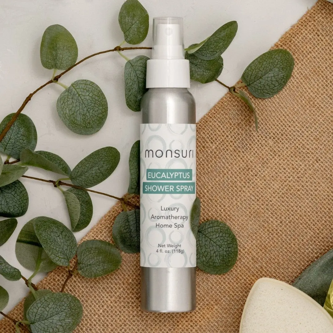 Eucalyptus Aromatherapy Shower Spray – Organic Sinus Relief & Stress Support Mist with Menthol & Peppermint Oils, Natural Spa Shower Steamer Alternative, Self-Care Spray for Congestion, Relaxation, and Deep Breathing