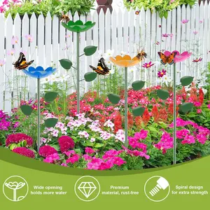 4 Pack Colorful Bee Water Feeder & Larger Capacity Bee Watering Station, Durable Metal Butterfly Bee Baths, Flower Design Bee Cups for Outdoor Garden Decor