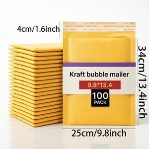 50/100 Pcs 9.8x13.4 Inch Large-Extra Wide Mid-Long Fit Bubble Mailers - Heavy Duty Padded Mailing Envelopes with Self-Sealing Strip, Waterproof for Small Business & Wide Extra Mid-Long Large-Size Item Shipping
