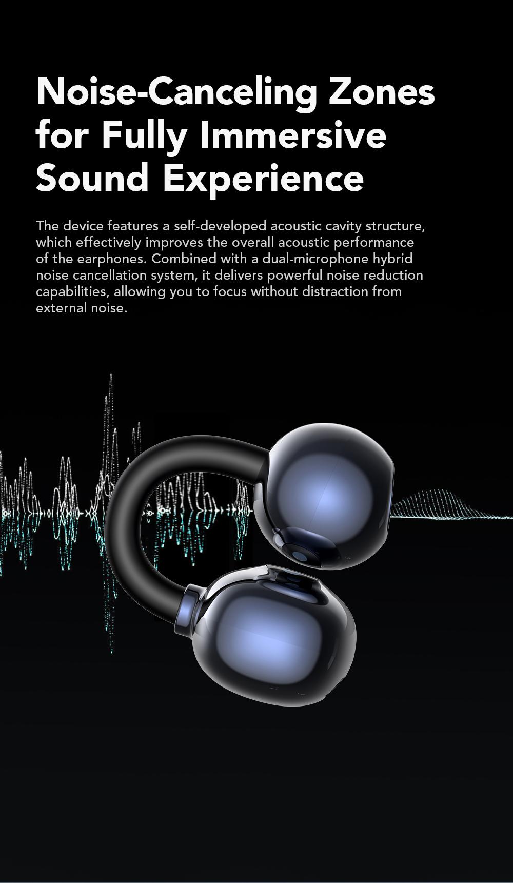 MINISO MS212 Clip-On Ear Headphones with Heart Rate Monitoring Wireless Audio Headphones for Music & Phone Calls, IPX5 Sport Waterproof & Sweatproof, with LCD Full Color Touch Screen, Bluetooth 6.0 Headsets, Heart Rate Health Management