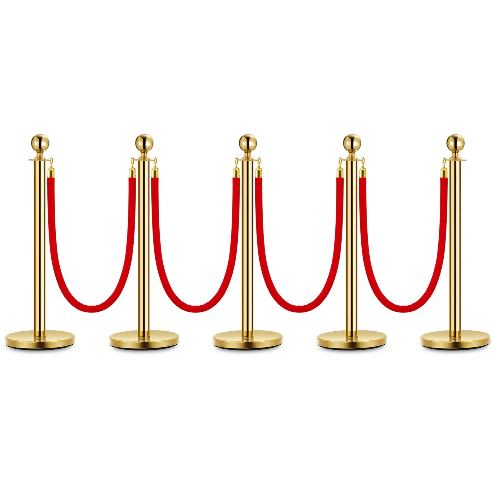 【GARVEE】Stanchions and Velvet Ropes Set - Elegant Crowd Control Barriers and Queue Poles in Gold Finish, Ideal for VIP Red Carpet Events, Available in 4-Pack and 8-Pack Options for Sophisticated Event Management