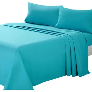 Soft Microfiber Bed Sheet Set 4- with Deep Pocket Bedding - Full, Teal