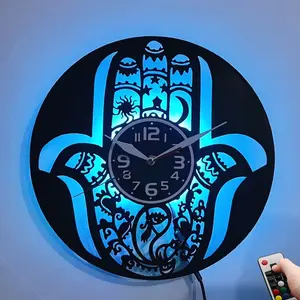 Bohemian Gothic LED Vinyl Record Wall Clock, Silent No Tick-Tick Design, Night Light, Perfect for Living Room, Bedroom, Cafe, Christmas Gift