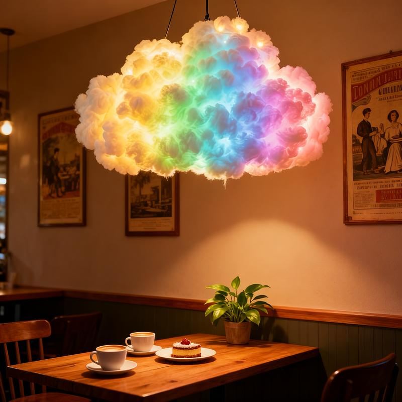 Rainbow Cloud Wall Light, Fluffy 3D Hanging Cloud Decoration, Warm Glow, Bedroom Aesthetic, Living Room Art Lighting, Atmosphere Light