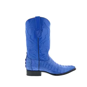 Wild West Caiman Tail Boots Chihuahua Mens Blue Wide Cowboy Western Boots