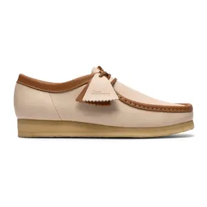 Clarks Wallabee Lo - 26185662 - White / Combi Leather (Beige / Tan)