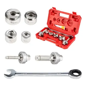 Manual Knockout Hole Punch Driver Kits 1/2",3/4",1",1-1/4" Electrical Conduit Hole  Set KO Tool Kits with Wrench,Punch Dies be Seconday ,Can't Use for Stainless Steel Plate
