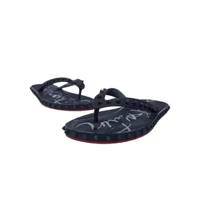 Pre-owned Christian Louboutin Black Rubber Thong Flip Flops Sandals Size 43