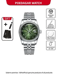 POEDAGAR casual fashion steel strip analog quartz watch simple and handsome men's watch, date display quartz watch accurate timekeeping quartz movement water resistant and durable men's watch