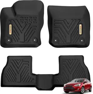 YITAMOTOR Floor Mats Compatible with 2012-2018 Ford Focus - Front 1st & 2nd Seat All Weather Protection Set with Black Car Accessories