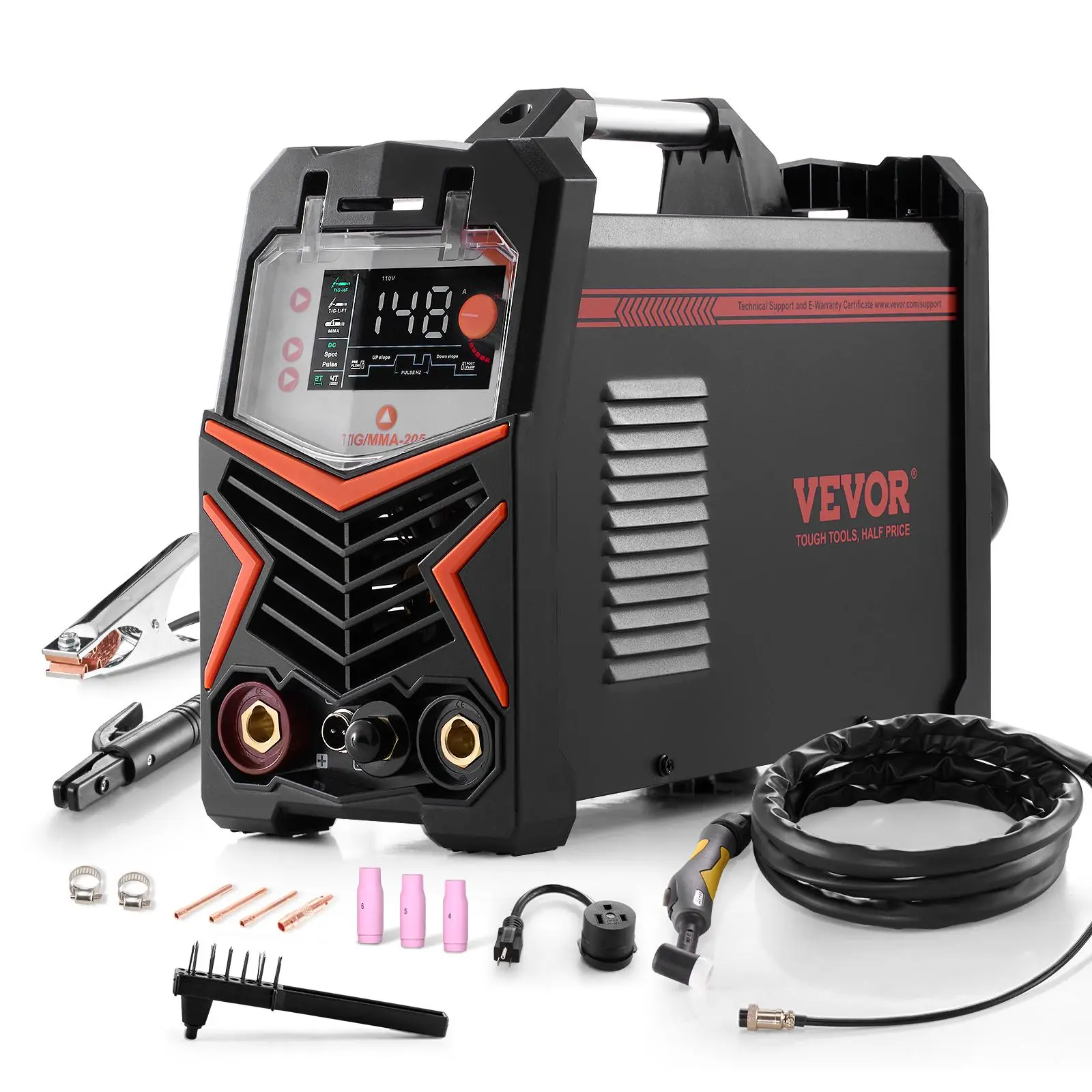 【DealsForYouDays】VEVOR TIG Welder205A 3-In-1 Welding Machine (Large LED Display)- DC TIG/DC Pulse TIG/MMA(Stick)110&220V Dual Voltage Electric Welder with IGBT Inverter High-Frequency Start