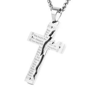 Men's Personalized Lord's Prayer Cross Necklace New Stainless Steel Pendant Jewelry for Everyday Casual Gatherings Unique Gift Choice for Valentine's Day And Anniversary
