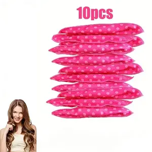 10pcs/set Heatless Hair Curlers | Sleeping Hair Curler Satin Sponge Flexi Rods for Overnight Waves, No Heat Sleep In Foam Rollers, Frizz-Free Long Short Hair Volumizing Styling Set for Women and Girls