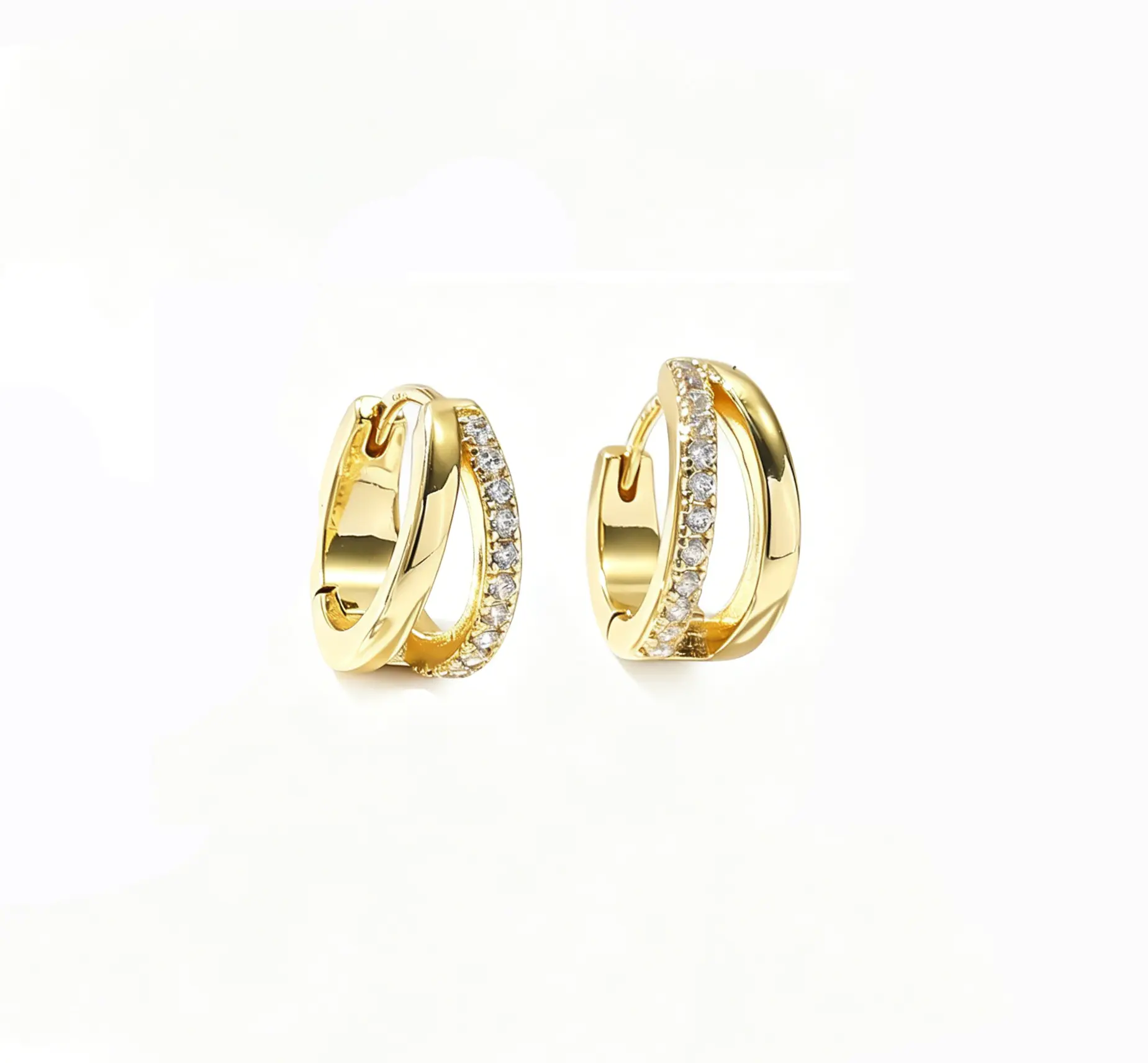 925 Sterling Silver Hoop Earrings for Women, 14K Gold Plated Small Hoops, Hypoallergenic Cartilage Earring Stack metal ear back cubic zirconia huggies