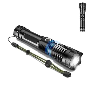 XTAUTO LED Tactical Flashlight with 1500 Lumens Super Bright, Rechargeable Zoomable Waterproof Flashlight with 5 Lighting Modes, Portable Handheld Flashlight for Outdoor Camping Hiking Home Emergency Use, Durable High Lumens Torch Light Multimode