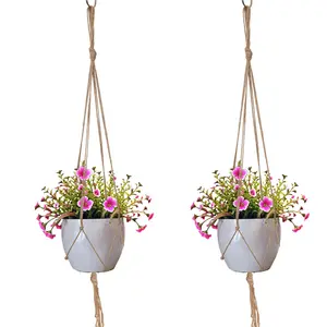48 Inch Large Macrame Plant Hanger Rope, Linen Color, Ideal for Indoor & Outdoor Decor, Perfect for Hanging Flower Pots