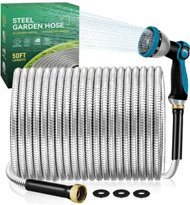 Garden Hose Metal - Stainless Steel Water Hose Flexible Heavy Duty Garden Hose Collapsible and No Kink Water Pipe