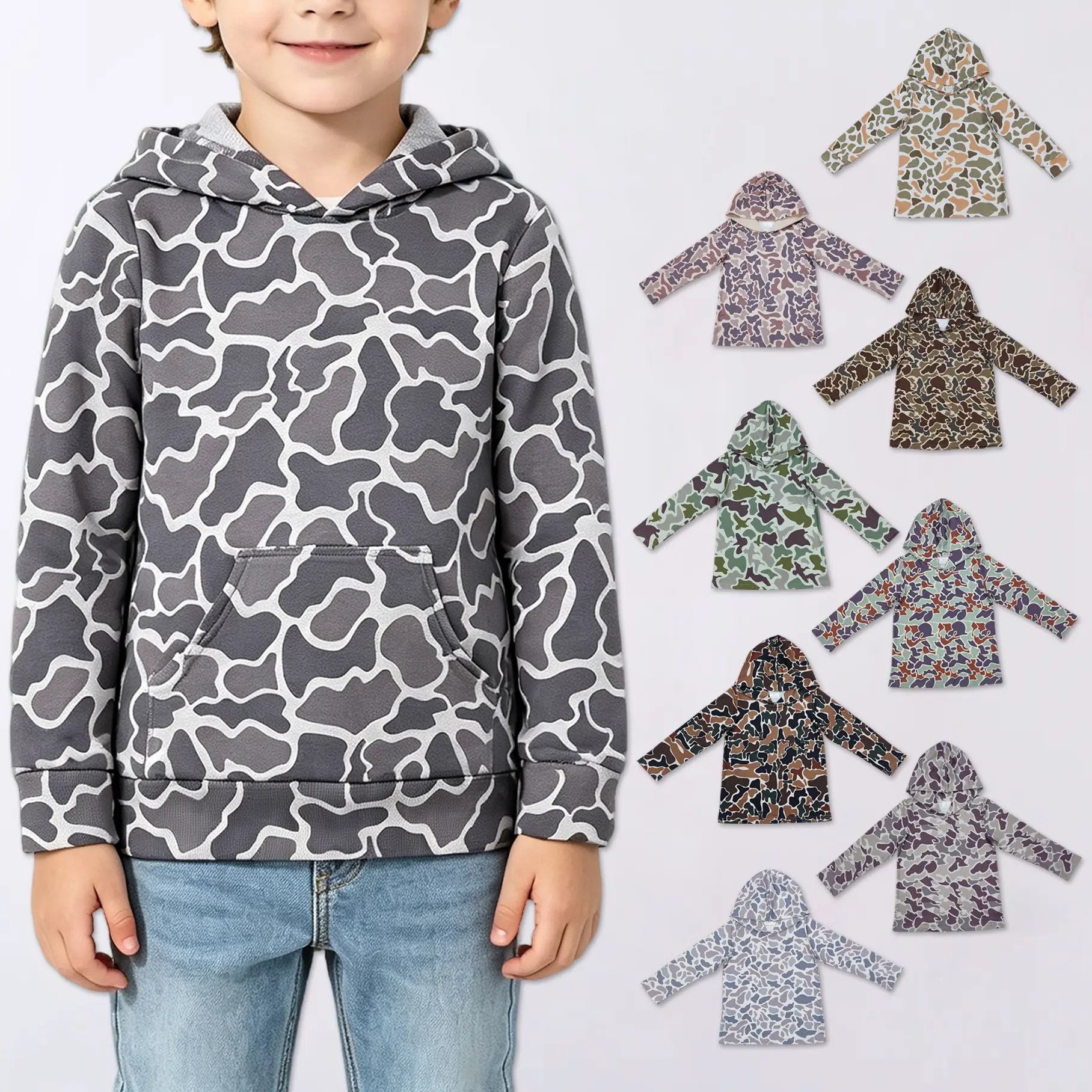 Camouflage Printed Hoodie Pullover