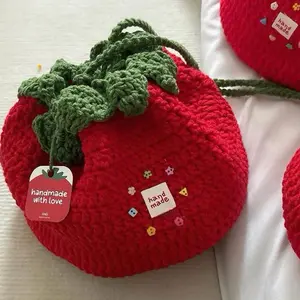 Viral Tomato Purse  Cute Crochet Crossbody Bag | Cottagecore Fashion
