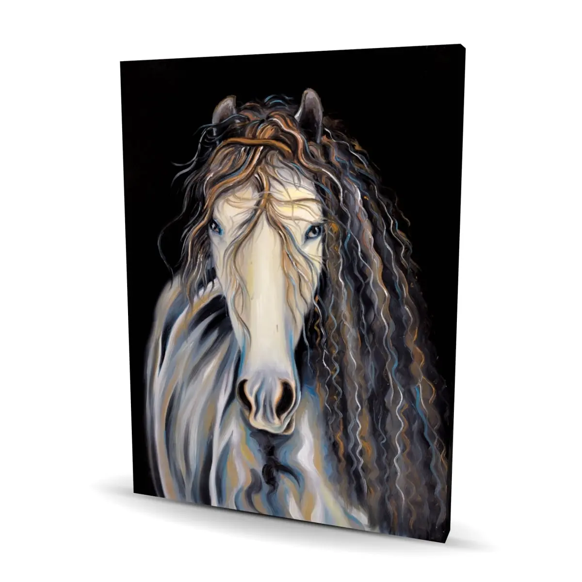 36x48in Curly Mane Horse Theme Abstract Wall Print with 360-Degree Stand - High-Def Contemporary Artwork, Modern Home Decor, Home Inspo, Animal Kingdom Wall Arts for Living Room, Bedroom