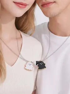 My Boo Mini Ghost Magnetic Charm Necklace (Black & White)