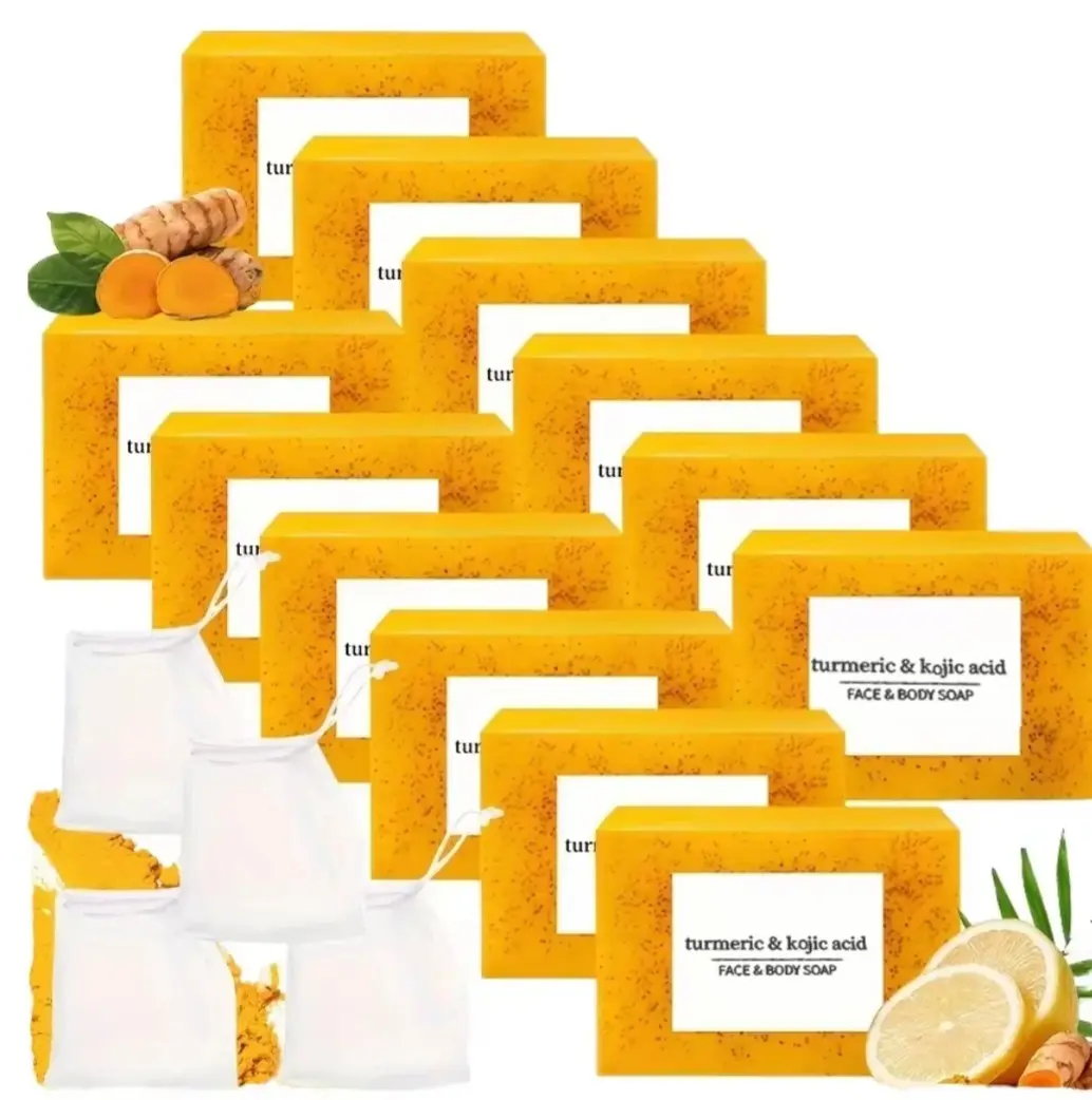 12Pcs Turmeric Soap Kojic Acid For All Type Skin