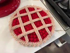 Cherry Pie Trivet Crochet Pattern | Kitchen Decor | Food-Themed Crochet | Pie Pot Holder | Blueberry Pie Version Included