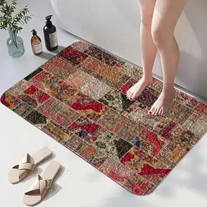 Colorful Patchwork Pattern Bath Mat, 1 Count Non-slip Soft Floor Mat, Decorative Carpet for Home Living Room Bedroom Kitchen Bathroom