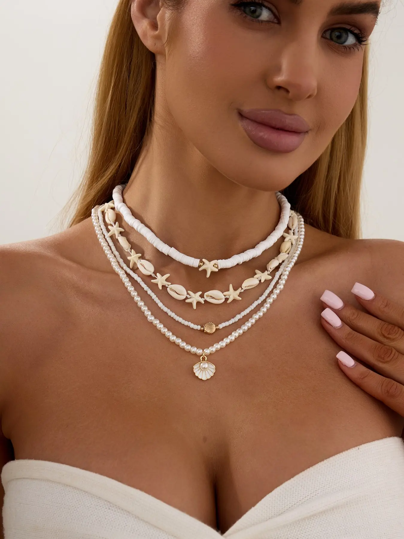 4-Piece Boho Style Multi-Layer Necklace, Layered Necklaces, Colorful Artificial Crystal, Spring Summer Fashion, Unique Luxury Y-Shape Collar Chain