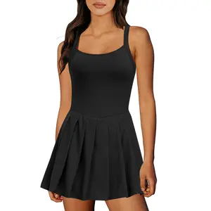 ANRABESS Womens 2026 Summer Sleeveless Mini Dress Build in Shorts Pleated Tennis Golf Shorts Dresses Onesie with Pockets