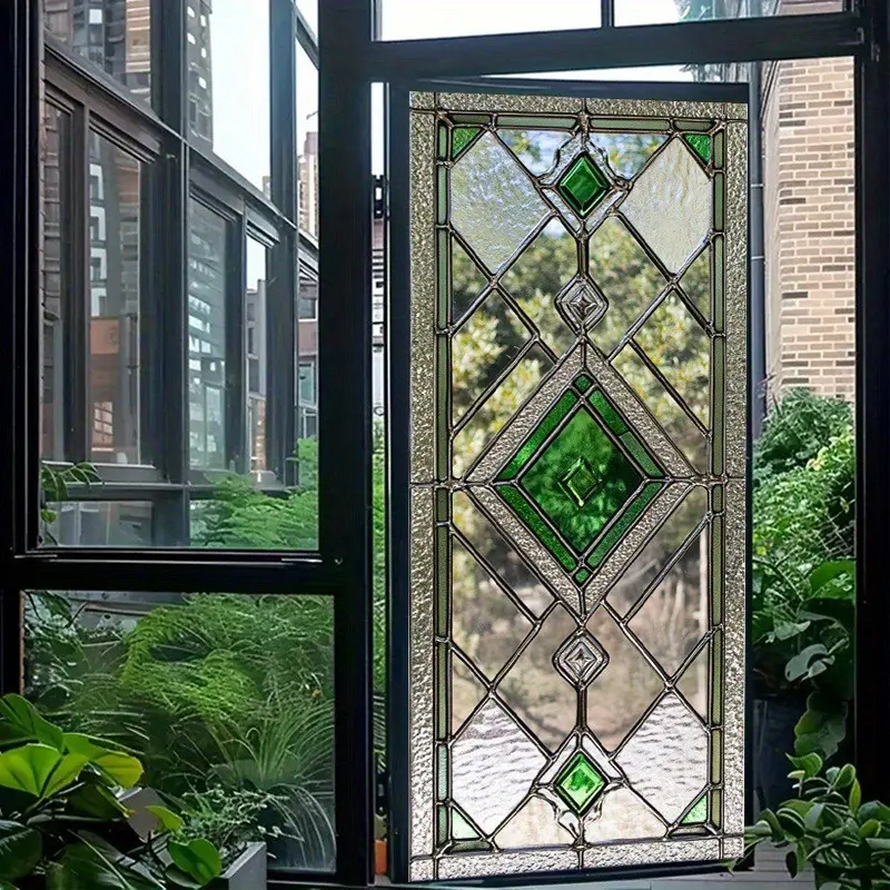 Modern Geometric Window Stickers, Removable PVC Static Adhesion Glass Decals, Home & Commercial Use, Commercial Decor, Colorful 2D Design, Easy to Apply, Decorative Decal